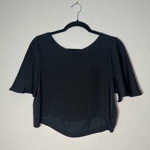 Victoria's Secret Black Satin Cropped Sleep Top